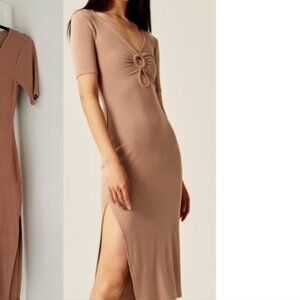 Abercrombie & Fitch Short Sleeve O-Ring Ribbed Stretch Midi Dress Size XLT